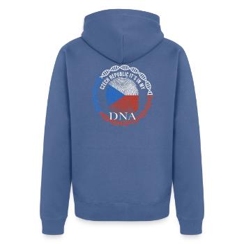 Tschechien Flagge DNA - Unisex Premium Bio Zip Hoodie - Taubenblau - Hinten - Nico (187cm)