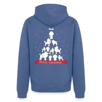 Arbre de Noël caniche nouvellement marié - Veste à capuche bio Premium Unisexe - bleu pigeon - Dos - Nico (187cm)