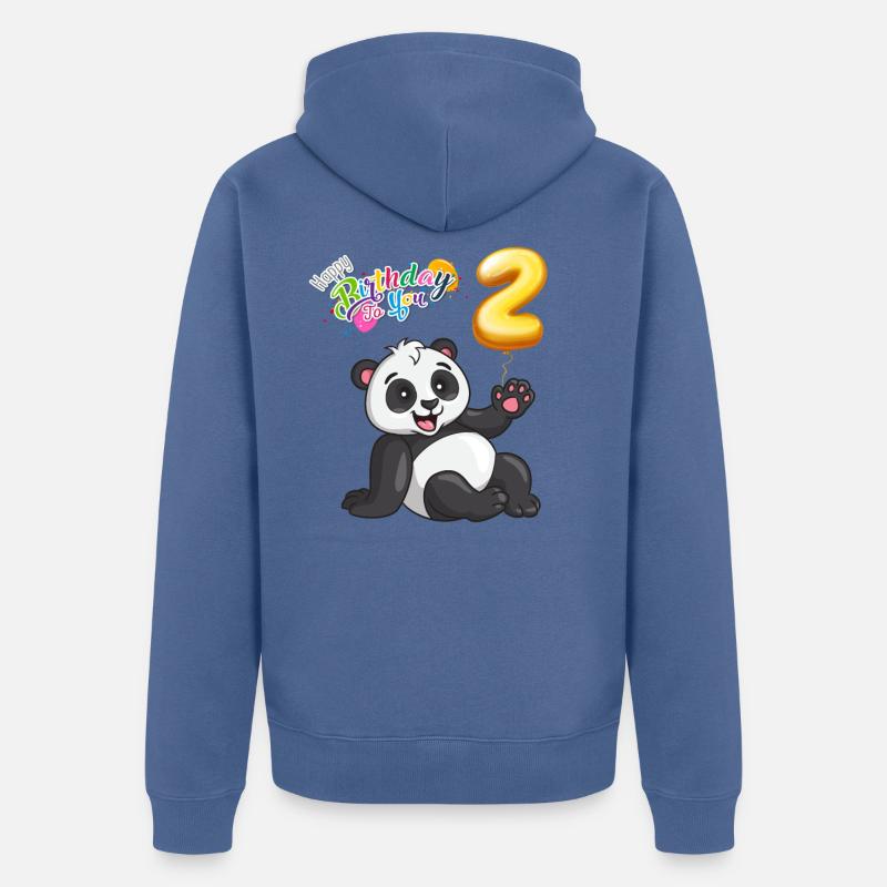 Pandabear joyeux anniversaire deux ans - Veste à capuche bio Premium Unisexe - bleu pigeon