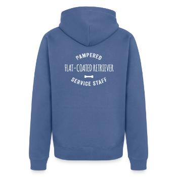 Pampered Flat Coated Retriever Dog Service Staff - Unisex Premium Organic Zip Hoodie - stone blue - Back - Nico (187cm)