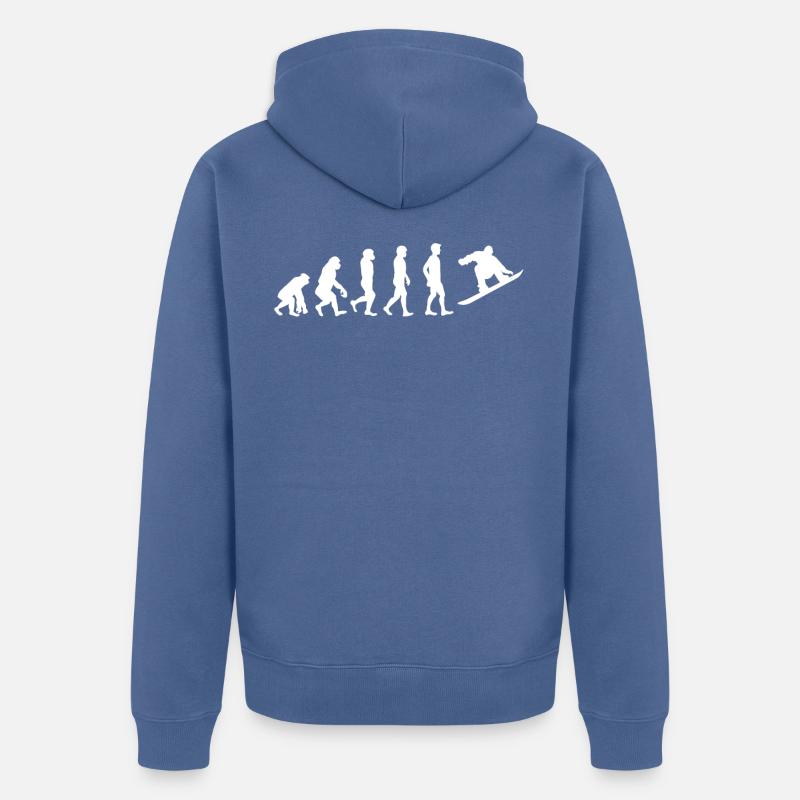 Evolution des Snowboardens - Unisex Premium Bio Zip Hoodie - Taubenblau
