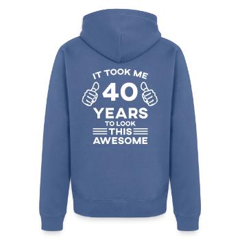 Lustiger Geburtstag Ich habe 40 Jahre gebraucht, um das zu sehen - Unisex Premium Bio Zip Hoodie - Taubenblau - Hinten - Nico (187cm)
