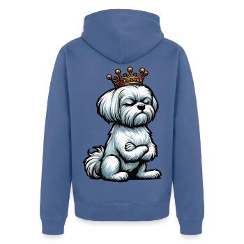 Malteser Propriétaire Maltese Lovers - Veste à capuche bio Premium Unisexe - bleu pigeon - Dos - Nico (187cm)
