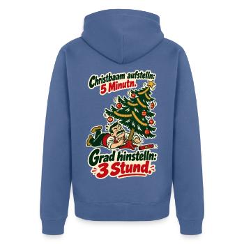 Christbaam grad hinstelln - Unisex Premium Bio Zip Hoodie - Taubenblau - Hinten - Nico (187cm)