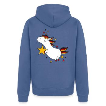 Licorne d’Allemagne - Veste à capuche bio Premium Unisexe - bleu pigeon - Dos - Nico (187cm)
