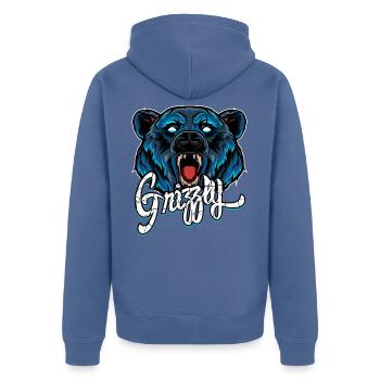 Grizzly - Unisex Premium Bio Zip Hoodie - Taubenblau - Hinten - Nico (187cm)