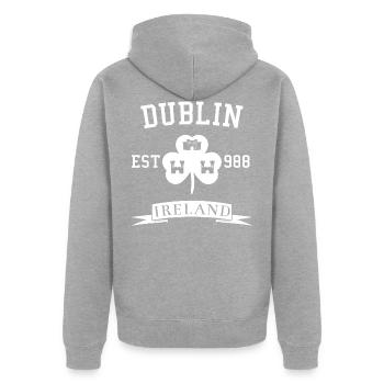 Irlande du Nord - Veste à capuche bio Premium Unisexe - gris chiné - Dos - Nico (187cm)