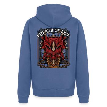 Drache - Unisex Premium Bio Zip Hoodie - Taubenblau - Hinten - Nico (187cm)