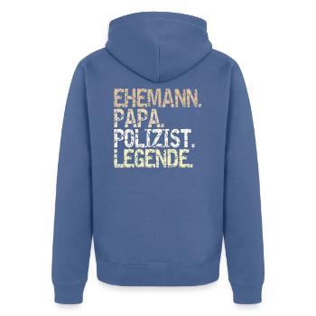 Police gift husband dad cop legend - Unisex Premium Organic Zip Hoodie - stone blue - Back - Nico (187cm)