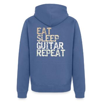 Guitarist Eat Sleep Guitar Repeat Guitar Player - Unisex Premium Organic Zip Hoodie - stone blue - Back - Nico (187cm)