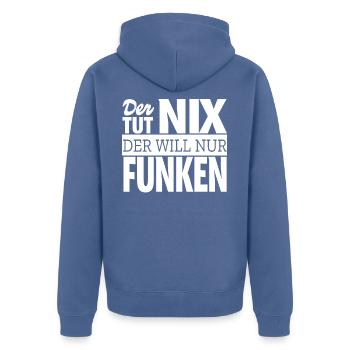Funken Amateurfunker Funker Geschenkidee Spruch - Unisex Premium Bio Zip Hoodie - Taubenblau - Hinten - Nico (187cm)