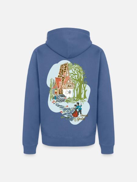 Hänsel und Gretel vor Hexenhaus - Unisex Premium Bio Zip Hoodie - Taubenblau