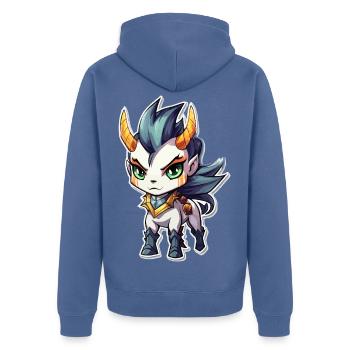 Chibi Demon Horse - Unisex Premium Organic Zip Hoodie - stone blue - Back - Nico (187cm)