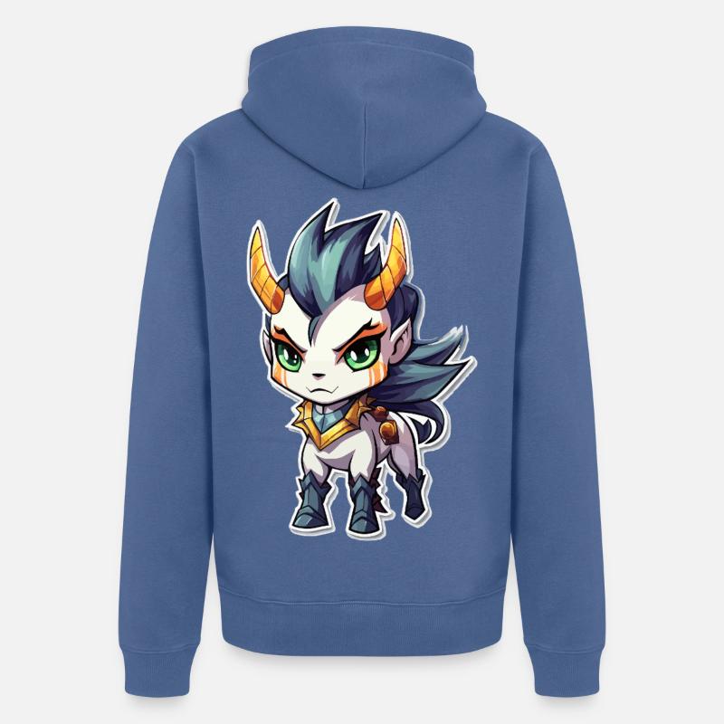 Chibi Dämonenpferd - Unisex Premium Bio Zip Hoodie - Taubenblau