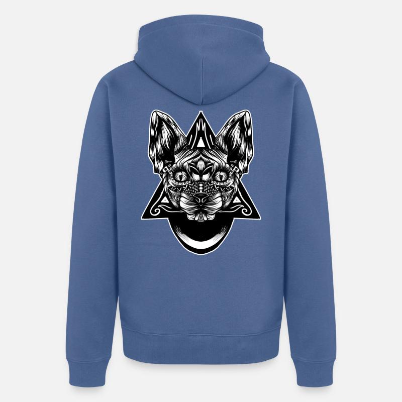 Sphynx Muster bw - Unisex Premium Bio Zip Hoodie - Taubenblau
