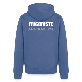 Frigoriste - Dépanneur - Cadeau - Techinicien - Veste à capuche bio Premium Unisexe - bleu pigeon - Dos - Nico (187cm)