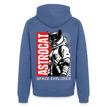 Space Cat Astronaut Astrocat - Unisex Premium Bio Zip Hoodie - Taubenblau - Hinten - Nico (187cm)