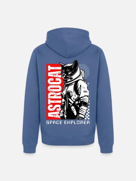Space Cat Astronaut Astrocat - Unisex Premium Bio Zip Hoodie - Taubenblau