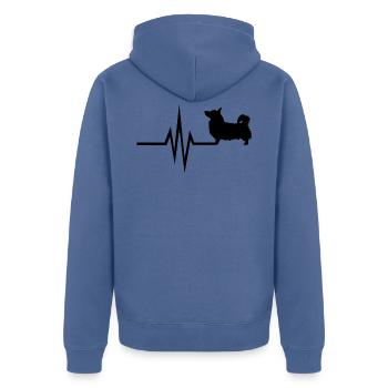 My heart beats for dogs - Corgi - Unisex Premium Organic Zip Hoodie - stone blue - Back - Nico (187cm)