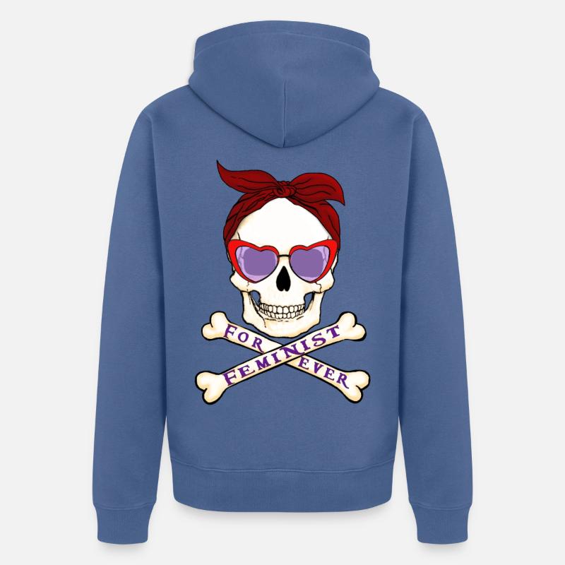 Crâne féministe - Veste à capuche bio Premium Unisexe - bleu pigeon