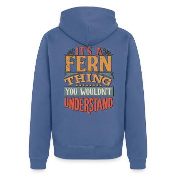 Es ist eine Farnsache, die Sie nicht verstehen würden - Fern - Unisex Premium Bio Zip Hoodie - Taubenblau - Hinten - Nico (187cm)