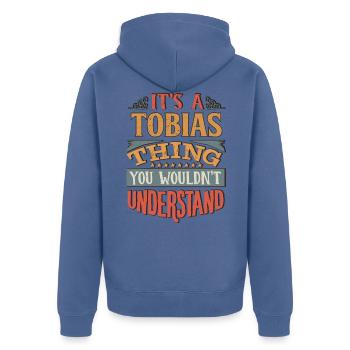 It's A Tobias Thing You Wouldnt Understand - - Unisex Premium Organic Zip Hoodie - stone blue - Back - Nico (187cm)