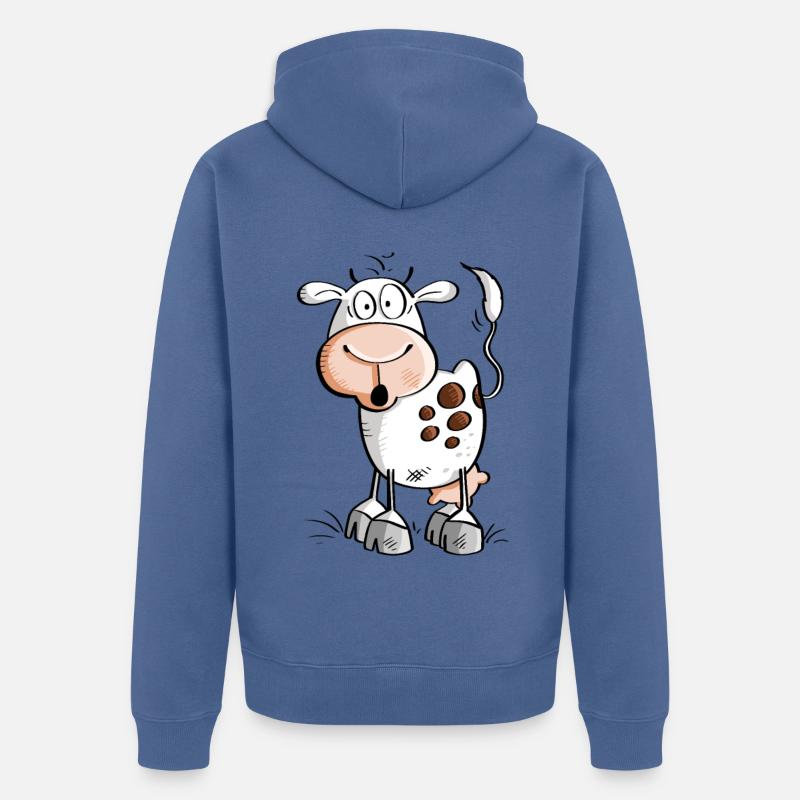 Vache drôle de bande dessinée - vaches - Veste à capuche bio Premium Unisexe - bleu pigeon