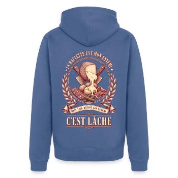 La raclette est mon ennemi - Veste à capuche bio Premium Unisexe - bleu pigeon - Dos - Nico (187cm)