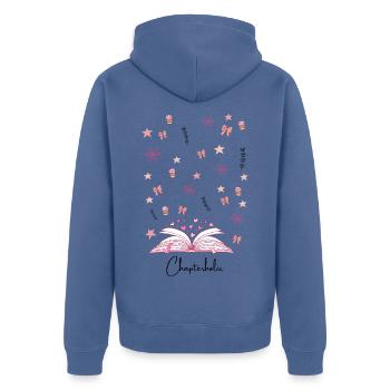 Lesezauber Herzbuch Funken - Unisex Premium Bio Zip Hoodie - Taubenblau - Hinten - Nico (187cm)