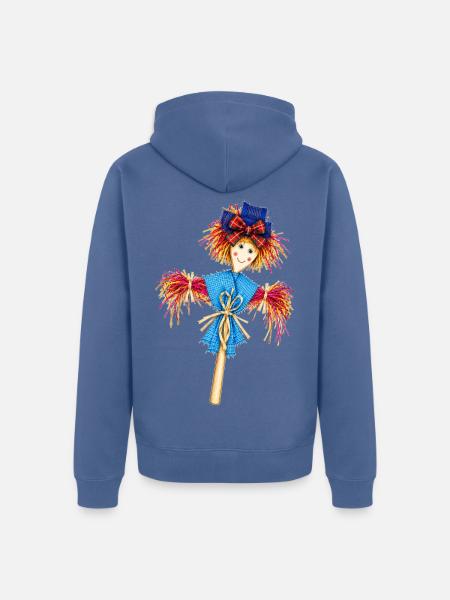 Blau-Karo-Vogelscheuche-Zauber - Unisex Premium Bio Zip Hoodie - Taubenblau