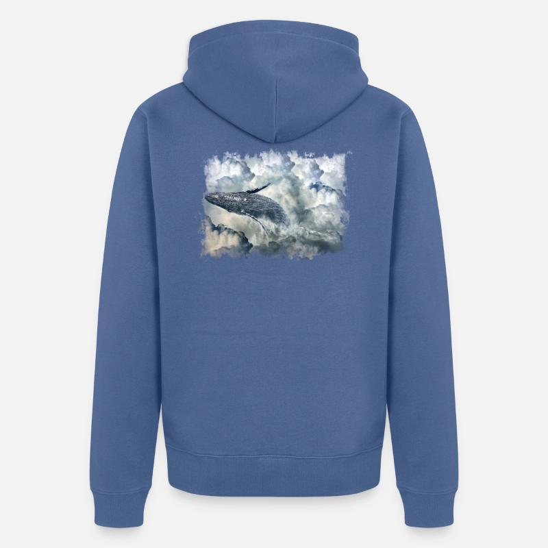 Baleine dans les nuages - Veste à capuche bio Premium Unisexe - bleu pigeon