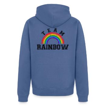 Team Rainbow LGBT Gay Pride Rainbow CSD - Unisex Premium Organic Zip Hoodie - stone blue - Back - Nico (187cm)