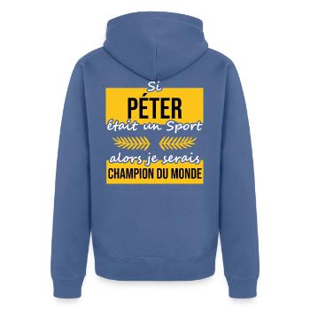 Si péter était un sport - Veste à capuche bio Premium Unisexe - bleu pigeon - Dos - Nico (187cm)