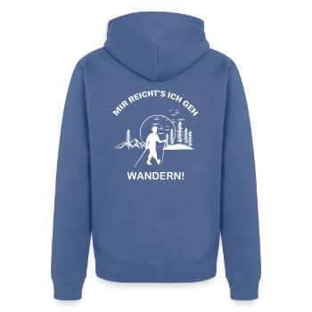 Mir reicht's ich gehe wandern lustige Sprüche - Unisex Premium Bio Zip Hoodie - Taubenblau - Hinten - Nico (187cm)