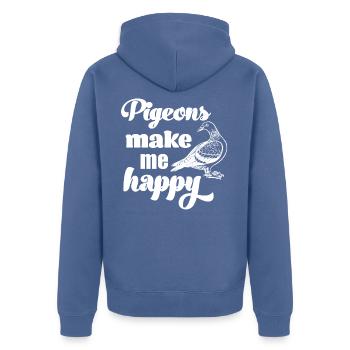Tauben machen mich glücklich Taubenzüchter Taube - Unisex Premium Bio Zip Hoodie - Taubenblau - Hinten - Nico (187cm)