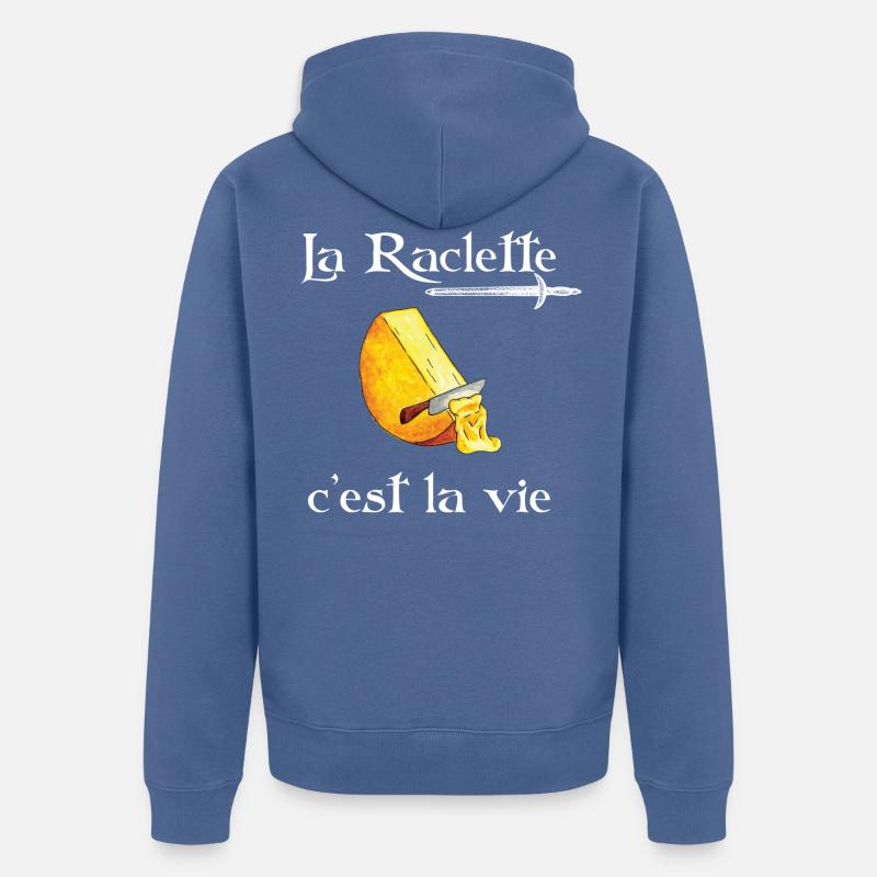 La Raclette c'est la vie cadeau - Veste à capuche bio Premium Unisexe - bleu pigeon
