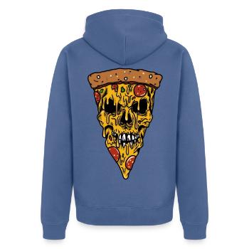 Cheesy Pizza skull - Unisex Premium Bio Zip Hoodie - Taubenblau - Hinten - Nico (187cm)