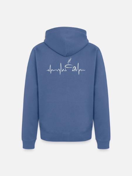 Kaffee-Herzschlag-Espresso-Kaffee-Liebhaber - Unisex Premium Bio Zip Hoodie - Taubenblau