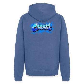 Graffiti GABRIEL - Unisex Premium Organic Zip Hoodie - stone blue - Back - Nico (187cm)
