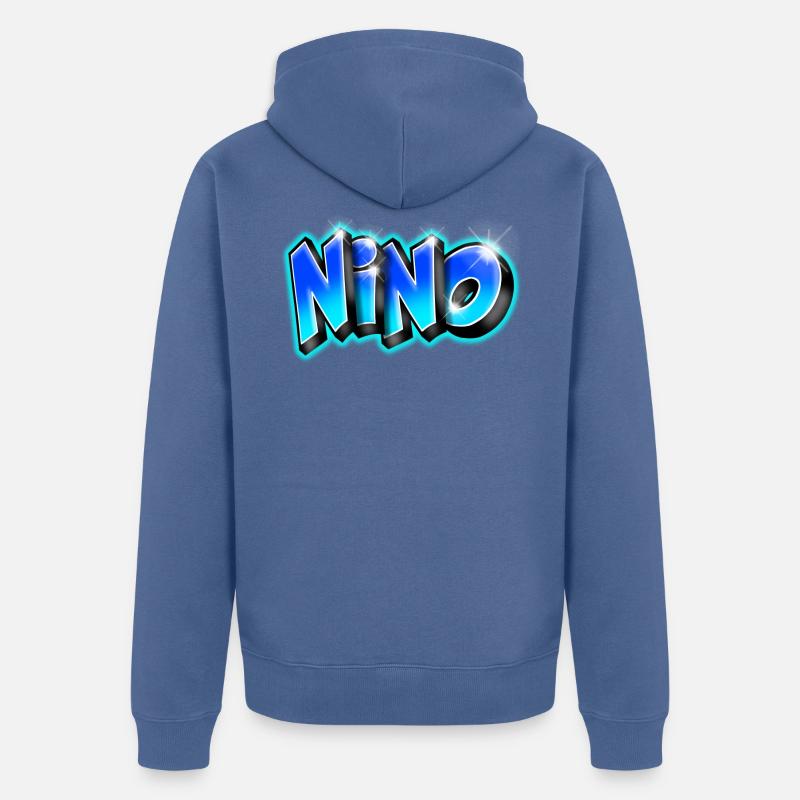 NINO graffiti name printable - Veste à capuche bio Premium Unisexe - bleu pigeon