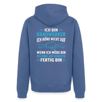 ich bin handwerker - Unisex Premium Bio Zip Hoodie - Taubenblau - Hinten - Nico (187cm)