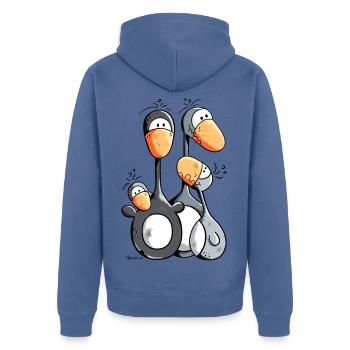 Famille Pingouin mignon - Veste à capuche bio Premium Unisexe - bleu pigeon - Dos - Nico (187cm)