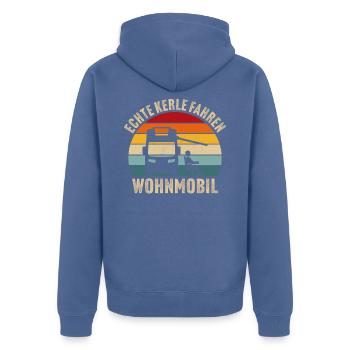 Echte Kerle fahren Wohnmobil - Unisex Premium Bio Zip Hoodie - Taubenblau - Hinten - Nico (187cm)