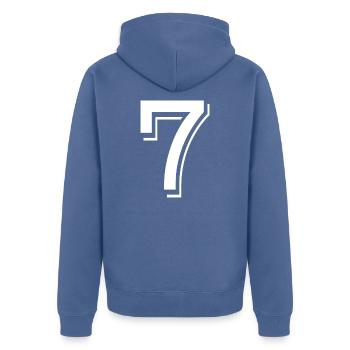 7 ans numéro maillot 7 t-shirt 7 - Veste à capuche bio Premium Unisexe - bleu pigeon - Dos - Nico (187cm)
