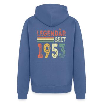 Legendär seit 1953 jahrgang 1953 - Unisex Premium Bio Zip Hoodie - Taubenblau - Hinten - Nico (187cm)