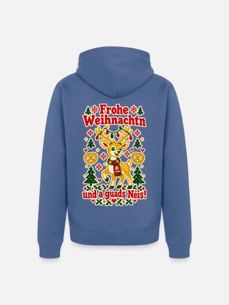 Frohe Weihnachtn a guads Neis - Unisex Premium Bio Zip Hoodie - Taubenblau