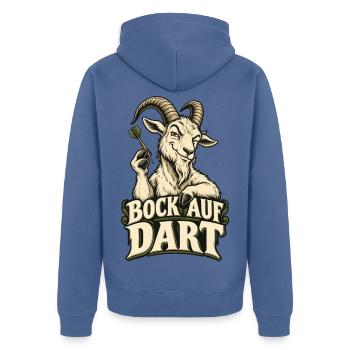 Bock auf Dart - Unisex Premium Bio Zip Hoodie - Taubenblau - Hinten - Nico (187cm)