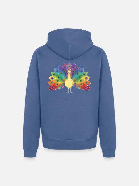 Regenbogenpfau in Federn - Unisex Premium Bio Zip Hoodie - Taubenblau