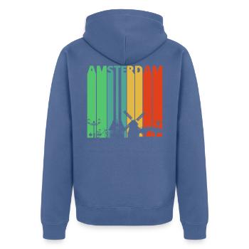 Weinlese Retro Amsterdam. Holland. Niederlande. Geschenke - Unisex Premium Bio Zip Hoodie - Taubenblau - Hinten - Nico (187cm)
