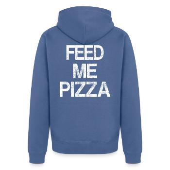 Pizza - Unisex Premium Bio Zip Hoodie - Taubenblau - Hinten - Nico (187cm)